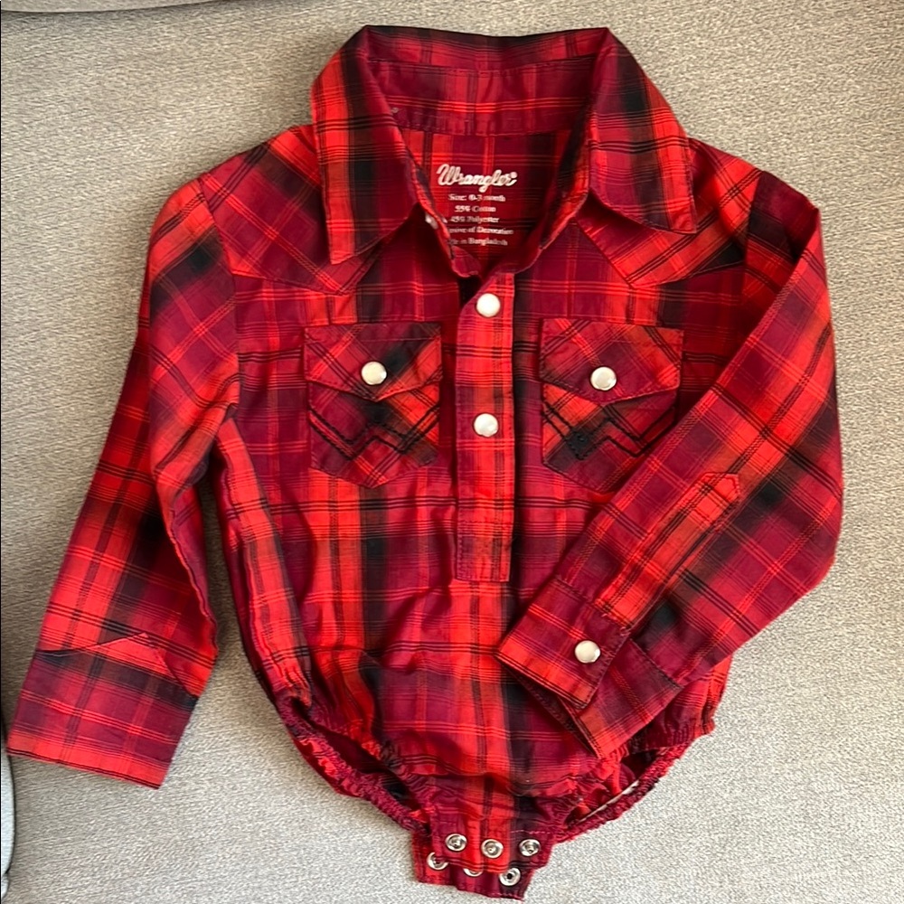 Wrangler Red Plaid Baby Bodysuit